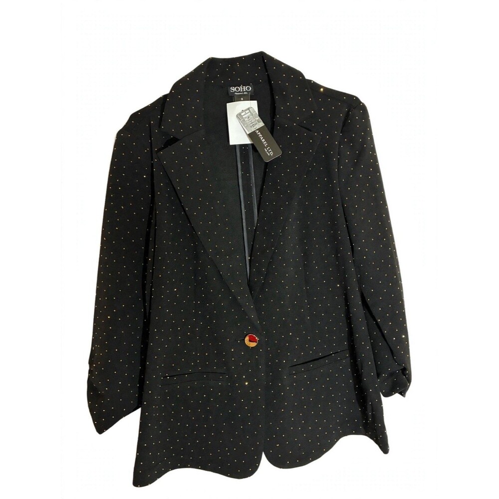 SOHO Apparel LTD Blazer Size S Black Gold Studded Dot Dressy Jacket - MSRP $60